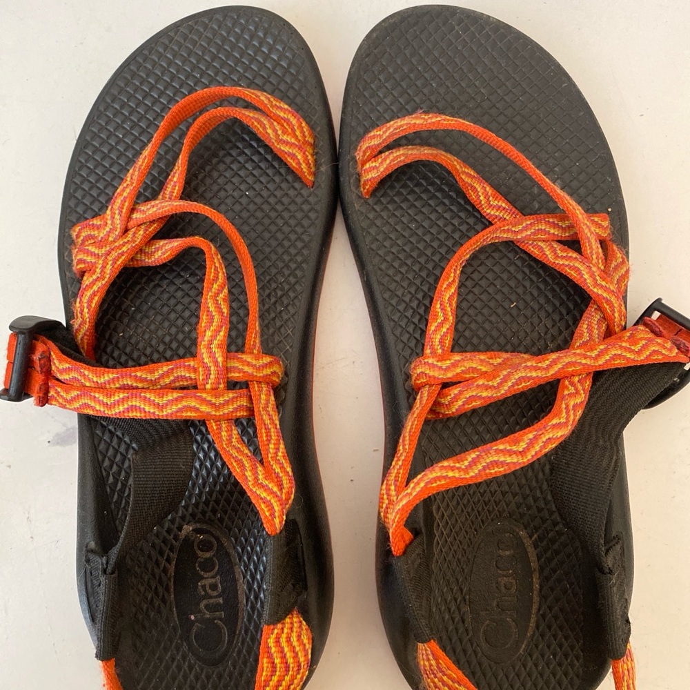 Chaco Black and Orange Sandals